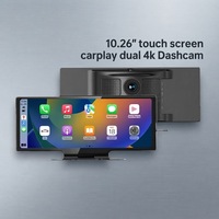 Écran tactile CarPlay de 10,26 pouces, double caméra embarquée, caméra avant 4K, caméra arrière 1080P, Android Auto, navigation GPS, Bluetooth, autoradio