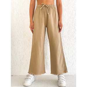 กางเกงขายาวทรงปาลาซโซ่ผ้าแคนวาสระบายอากาศได้ดี แต่งชายรุ่ย ดีไซน์สวยหรู สี DO สำหรับผู้หญิง - Product Image 4