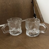 Mug en verre de luxe nordique à texture d'écorce irrégulière avec poignée, tasse à café unique effet glacier pour latte glacé, cadeau idéal pour café