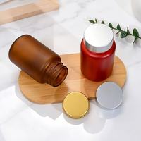 Vente en gros de flacons en verre givré de 100 ml, impression sérigraphique, avec bouchon à vis, pour compléments alimentaires en capsules de vitamines