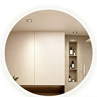 Miroir de salle de bain intelligent LED à trois couleurs, anti-buée, de qualité hôtelière, en verre fabriqué en usine, design minimaliste circulaire