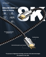 Kabel HDMI VCOM 3 Meter 10ft Kepang HDR 4K 8K 60Hz untuk Monitor, Layar, dan HDTV