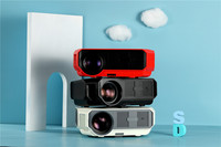 Mini projecteur Transjee 4300pro DLP 1080p Smart Android Wifi BT 4K pour cinéma/divertissement en extérieur, lampe LED, haut-parleurs intégrés