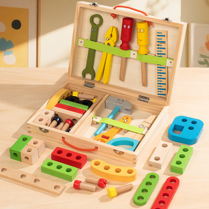 Boîte à outils en <span class=keywords><strong>bois</strong></span> Letop pour les tout-petits, jeu de construction d'imitation, ensemble de bricolage, jeu éducatif Montessori - Product Image 1