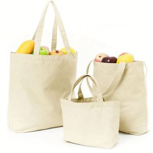 Sacs de courses réutilisables en toile de coton blanc uni, personnalisables avec logo imprimé, vente en gros - Product Image 5