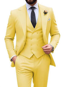 Terno Masculino de 3 Peças com LOGO Personalizado em Cor Sólida de Alta Qualidade e Lapela Pontuda Plus Size - Product Image 4