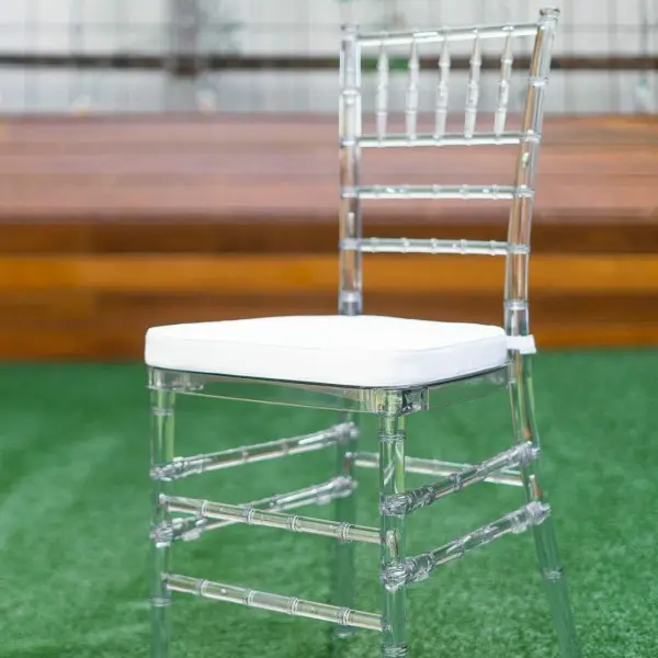 Современный дизайн, полимерный стул Тиффани Chiavari, прозрачный пластиковый обеденный стул для свадеб и подушек