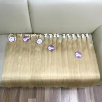 Extensions de cheveux 100% naturels vietnamiens Remy, teintes blond 613, lisses, double trame, 100g, vierges, longueur 6-32 pouces
