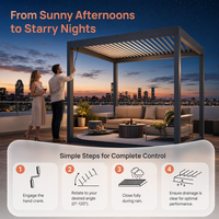 Pergola manuelle en aluminium robuste toutes saisons pour balcon, idéale pour l'observation des étoiles et les loisirs en extérieur