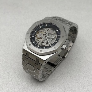 Montre automatique pour homme 41 mm, cadran squelette rayé noir, luminescence verte, compatible mouvement NH70, MOQ 1 - Product Image 3