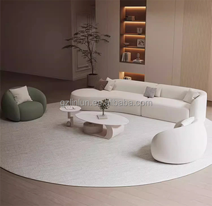 मक्खन शैली के सोफे इतालवी न्यूनतम रहने वाले कमरे के बड़े स्थान घुमावदार डिजाइन कम रखरखाव तकनीक कपड़े ट्रेंडिंग मखमली सोफा - Product Image 6
