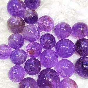 Wholesale Natural Crystal Healing Stones Amethyst Sphere With Rainbow For Decoration