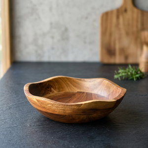Cuencos para Servir Comida Hechos a Mano con Madera de Acacia Real, Pulidos, Vintage, Ecológicos, Aptos para Lavavajillas, Decorativos para el Hogar, Eventos y Fiestas - Product Image 1