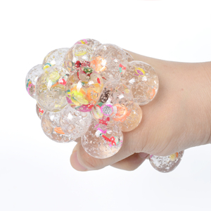 Jouet anti-stress unisexe en forme de grappe, cadeau amusant à presser, en plastique et silicone, avec perles en forme de tranches de fruits pour la décompression - Product Image 5