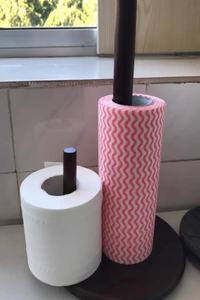 펀치없는 금속 랙 가정용 주방 티슈 롤 종이 단단한 나무 주최자 용 크리 에이 티브 수직 데스크탑 선반 - Product Image 2