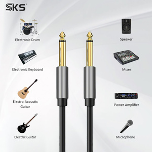 Câble de guitare mâle SKS 6,35 mm professionnel à réduction de bruit, en cuivre OFC plaqué or, PVC, 3 m, double blindage, pour microphone et projecteur - Product Image 2