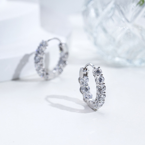 Boucles d'oreilles rondes en diamant or blanc 18 carats Messi Jewelry MSE-959 pour femmes - Product Image 1