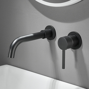 Douche murale moderne personnalisable en laiton brossé noir, minimaliste, à effet pluie dissimulé, pressurisée, haute pression, économie <span class=keywords><strong>d</strong></span>'<span class=keywords><strong>eau</strong></span> - Product Image 1