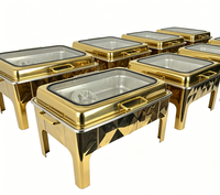 Nouveau Réchaud de Buffet Professionnel 9L en Acier Inoxydable Doré avec Couvercle Hydraulique pour Restauration et Maintien au Chaud des Aliments