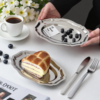Assiette de présentation en acier inoxydable pour hôtel et restaurant, plateau de dessert, plat de fruits style Instagram, plateau à gâteaux léger