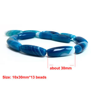 Jewelry Mala Focal <strong>Beads</strong> Natural Brown Red Purple <strong>Black</strong> Banded Striped Agate Barrel Oval Rice Barrel Drum <strong>Beads</strong> 10x30mm - Product Image 2