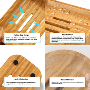 Bathroom Shower Bamboo Waterfall Kitchen Sink Custom Soap Dish Sponge Holder Wood Soap Holder <strong>Bath</strong> Soap <strong>Tray</strong> with Drain - Product Image 4