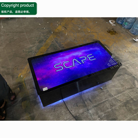 Mobilier de salon de chicha et de boîte de nuit : Canapé long rembourré en PU et table lumineuse à LED pour projets de bars et discothèques