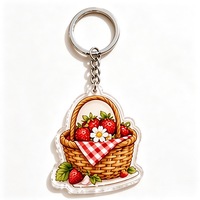 Porte-clés vintage en acrylique, thème fraise, style campagnard, petit accessoire à suspendre pour sac à dos, vente en gros fabricant