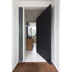 <span class=keywords><strong>Porte</strong></span> pivotante extérieure avant en <span class=keywords><strong>bois</strong></span> et verre avec design graphique artistique, verre trempé moderne, portes en acier inoxydable pare-balles JBD - Product Image 2