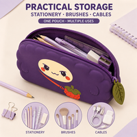 Étui à crayons en silicone personnalisé, personnage original Kawaii, pochette à crayons à fermeture éclair, fabricant OEM ODM pour la rentrée scolaire
