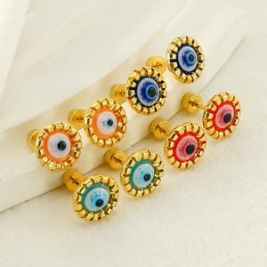 Zogxin Devil Eye Stud Earrings 18K Gold Plated Round Eyes Bezel Setting For Women Fashion Jewelry - Product Image 2