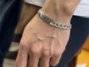 Pulsera de Plata de Ley S925 con Cabeza de Tigre y Diamantes Verdes, Estilo Hip-Hop, Personalidad Masculina, Pulsera de Plata Tai con Cabeza de Tigre Domo - Product Image 3