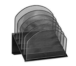 Inclined Desk <b>File</b> <b>Organizer</b> 5-Section Vertical <b>File</b> Folder Holder Stand Metal <b>File</b> Sorter for Office Classroom Organization - Product Image 3