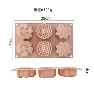 Top Seller Silicone Flower Soap and <b>Cake</b> Mold 6 Cavity 3D Baking Pan for Soap Chocolate Muffin BPA Free - Product Image 2