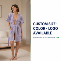 Peignoir court en coton jacquard de haute qualité, col châle, style kimono, pour spa, hôtel, piscine, plage, avec logo personnalisé