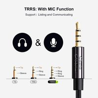 Câble audio stéréo jack 3,5 mm à angle droit TRRS, connecteurs plaqués or, cœur en cuivre plaqué argent, câble tressé pour casque
