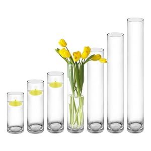Portacandele in Vetro Cilindrico Stretto da 10 Pollici, Alto 60-80 cm, Vaso per Fiori in Cristallo per Centrotavola di Matrimoni ed Eventi - Product Image 3