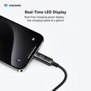 Câble de Charge Super Rapide USB C vers USB C 100W Cordon de Données en Nylon avec Affichage Led Câble Visible Type C Câble de Charge Rapide de Données Lumineuses - Product Image 4
