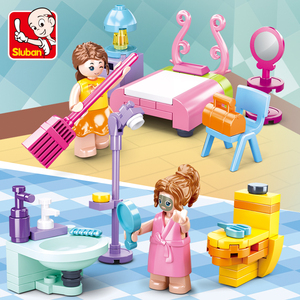 Sluban <span class=keywords><strong>Building</strong></span> <span class=keywords><strong>Block</strong></span> Toys 195PCS <span class=keywords><strong>Mini</strong></span> Handcraft PCS <span class=keywords><strong>Mini</strong></span> House 4 en 1 <span class=keywords><strong>Mini</strong></span> Kit de construcción de dormitorio para niños - Product Image 3