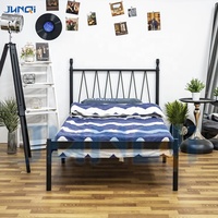 Lit mural simple Junqi gain de place avec rangement, lit simple en métal pour chambre ou salon, lit simple en fer