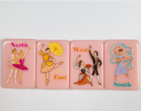 Jeu de Mahjong américain Nutcracker Ballet - 160 tuiles en acrylique rose massif - Ensemble de Mahjong sur mesure pour cadeau de Noël