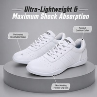 Chaussures de danse modernes pour femmes, en cuir microfibre blanc et noir, semelle extérieure en PU, pour la gymnastique, l'aérobic, la cheerleading