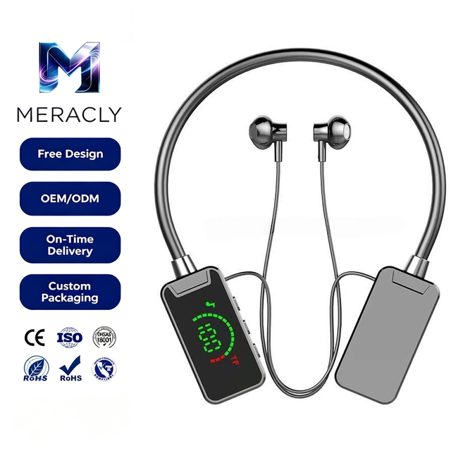 Hot Sales Neckband WS Neckband BT Headphones Feature an Ultra-long Battery Life LED Digital Display  for Sports and Karaoke