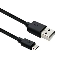 Câble Micro USB-A ZEANDA Z-121 en nylon noir tressé avec cuivre étamé, gaine en PVC, 0,2 m, charge rapide 3A pour téléphones mobiles Android