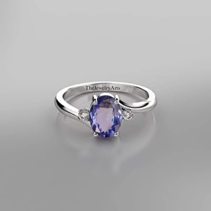 Anillo de Tanzanita Ovalada en Plata de Ley 925, Regalo de Boda, Anillo de Promesa para Ella, Joyería de Piedra de Nacimiento de Diciembre - Product Image 3