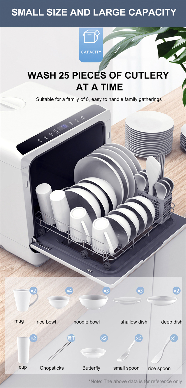 Installation Free Household Intelligent Dishwasher Portable Disinfection And Drying Built In Water Tank Dishwasher Machine OEM