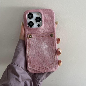 Étui de téléphone portable antichoc en TPU avec pochette en jean rétro et porte-cartes pour femmes, compatible <span class=keywords><strong>iPhone</strong></span> 17 16 15 14 13 12 Pro Max - Product Image 2