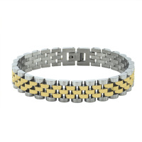 Bracelet à breloques style punk industriel, plaqué or sur acier inoxydable avec détails audacieux pour bracelets unisexes style punk