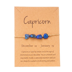Pulsera de Piedras Naturales del Zodiaco Hebu, Pulseras Ajustables con Cuerda Trenzada y Tarjeta del Zodiaco, Regalo para Fiestas, Joyería al por Mayor - Product Image 4