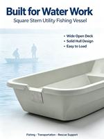 Bateau de pêche robuste en plastique à coque carrée, bateau de travail en PE, embarcation de pêche aquatique pour l'utilisation en lac, rivière, mer